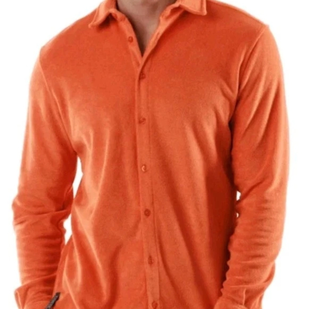 BAIN DE MER TOWELLING BAGATELLE ORANGE HERMES Men's Button-Down Shirt